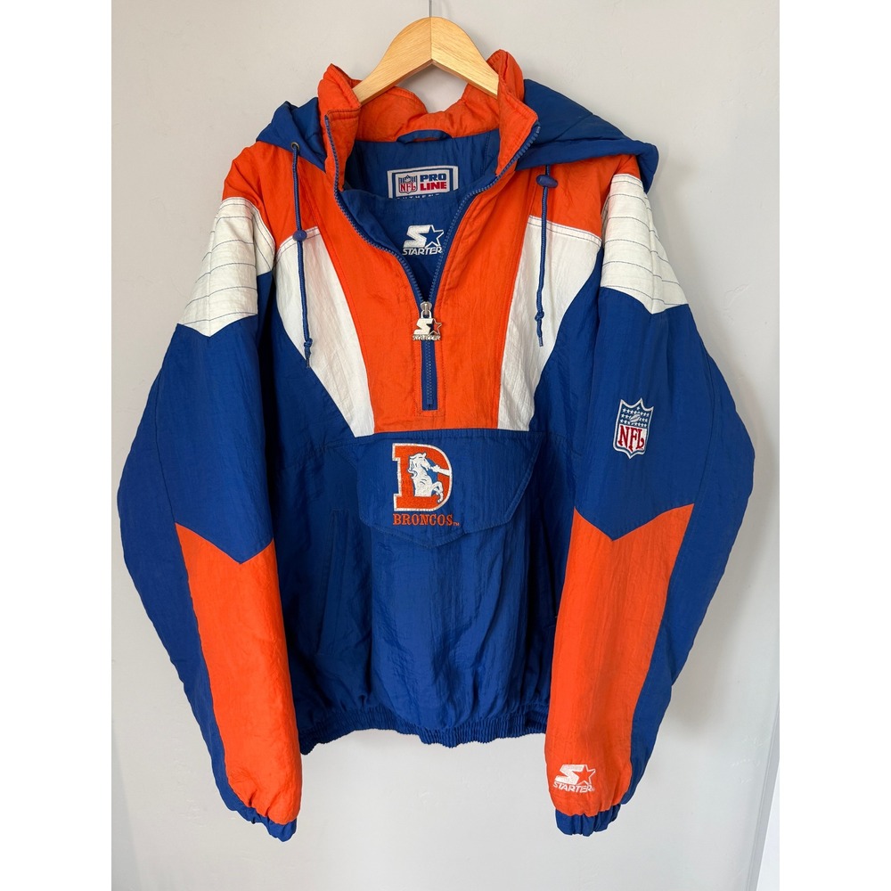 Vintage Denver Broncos Starter NFL Pro Line Puffer Jacket Blue Orange XXL 90s